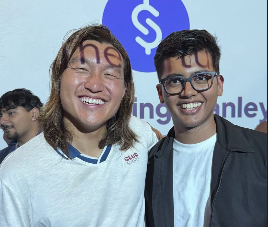 Ishaan Godha with John Hu, founder of Stan, at a founder event